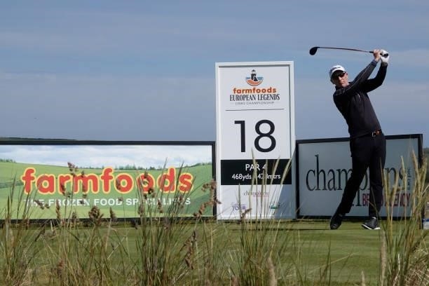 Phillip Price of Wales in action during the second round of the Farmfoods Legends European Links Championship hosted by Ian Woosnam at Trevose Golf &...