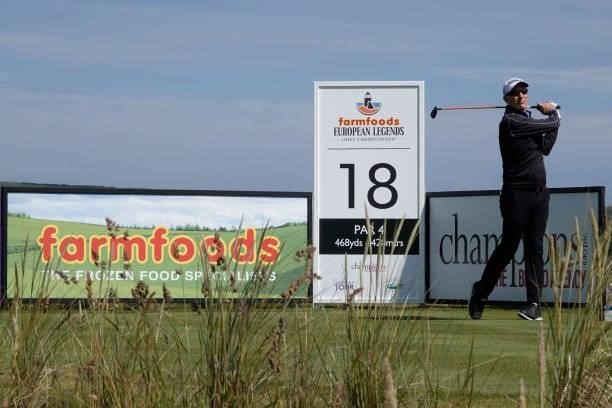 Phillip Price of Wales in action during the second round of the Farmfoods Legends European Links Championship hosted by Ian Woosnam at Trevose Golf &...
