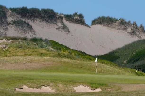 General view of the 3rd green during the second round of the Farmfoods Legends European Links Championship hosted by Ian Woosnam at Trevose Golf &...