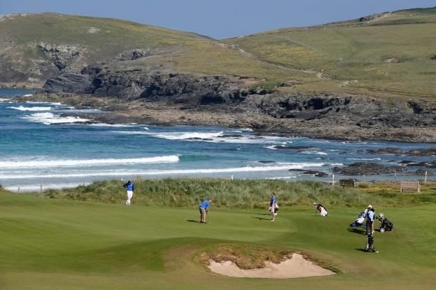 General view of the 4th green during the second round of the Farmfoods Legends European Links Championship hosted by Ian Woosnam at Trevose Golf &...