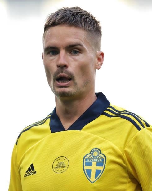 Mikael Lustig of Sweden in action during the UEFA Euro 2020 Championship Group E match between Sweden and Slovakia at Saint Petersburg Stadium on...