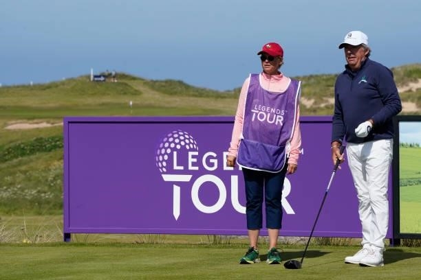 Barry Lane of England in action during the second round of the Farmfoods Legends European Links Championship hosted by Ian Woosnam at Trevose Golf &...