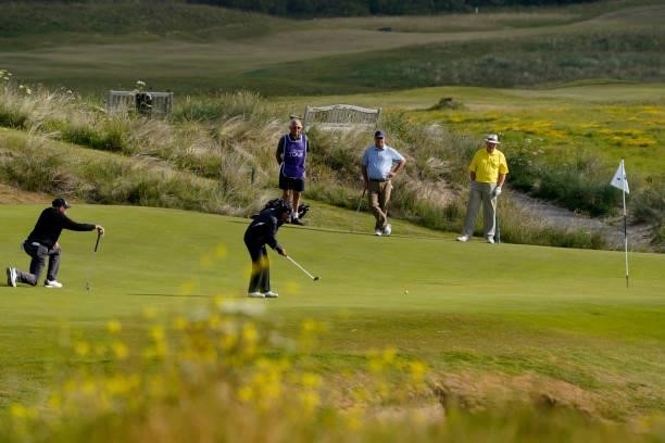 Peter Fowler of Australia in action during the second round of the Farmfoods Legends European Links Championship hosted by Ian Woosnam at Trevose...