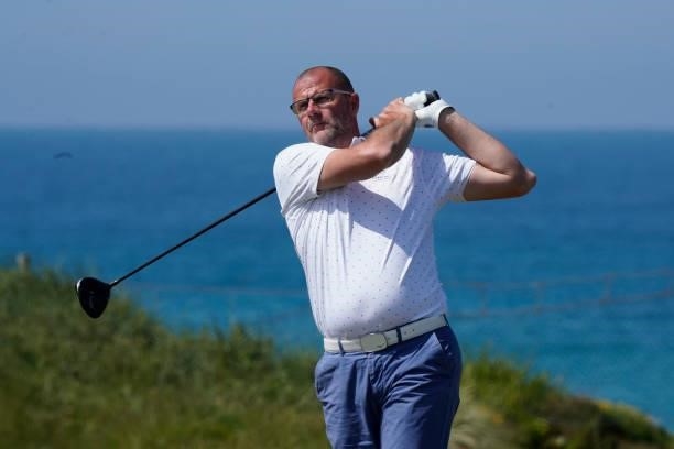 James Elston in action during the second round of the Farmfoods Legends European Links Championship hosted by Ian Woosnam at Trevose Golf & Country...