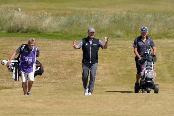 Joakim Haeggman of Sweden in action during the second round of the Farmfoods Legends European Links Championship hosted by Ian Woosnam at Trevose...