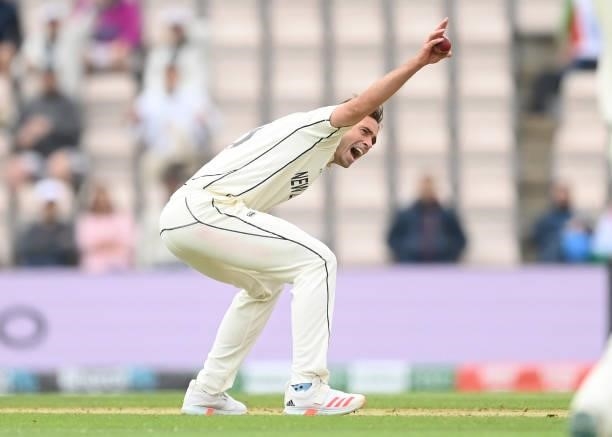 Tim Southee of New Zealand appeals during Day 2 of the ICC World Test Championship Final between India and New Zealand at the Hampshire Bowl on June...
