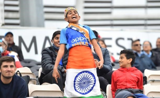 India fan during Day 2 of the ICC World Test Championship Final between India and New Zealand at Hampshire Bowl on June 19, 2021 in Southampton,...