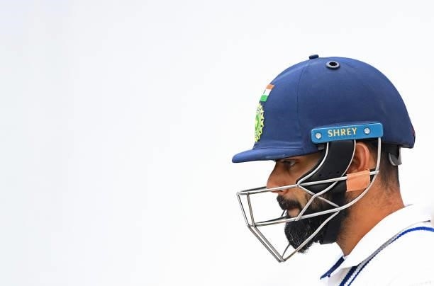 Virat Kohli of India walks out to bat during Day 2 of the ICC World Test Championship Final between India and New Zealand at The Hampshire Bowl on...