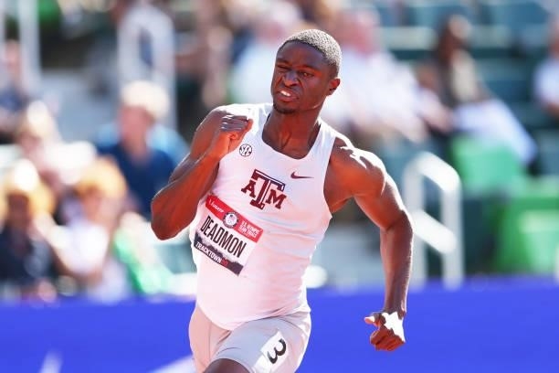 Bryce Deadmon runs in the first round of the Men's 400 Meters during day one of the 2020 U.S. Olympic Track & Field Team Trials at Hayward Field on...