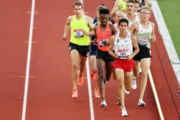 Grant Fisher competes in the Men's 10000 Meter final during day one of the 2020 U.S. Olympic Track & Field Team Trials at Hayward Field on June 18,...