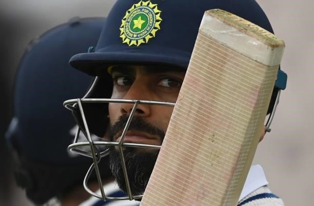 Virat Kohli of India looks on waiting to walk on to the field during Day 2 of the ICC World Test Championship Final between India and New Zealand at...