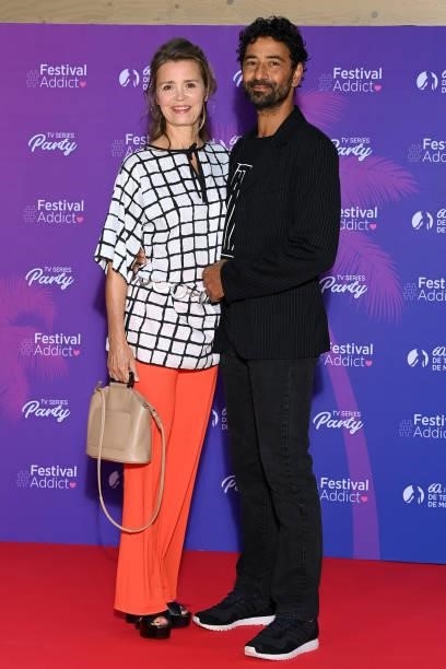 Caroline Proust and a guest attend the TV Series Party during the 60th Monte Carlo TV Festival - Day Two on June 19, 2021 in Monte-Carlo, Monaco.