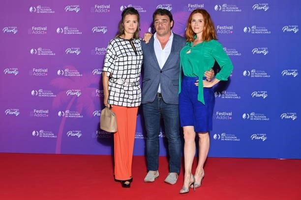 Caroline Proust, Thierry Godard and Audrey Fleurot attend the TV Series Party during the 60th Monte Carlo TV Festival - Day Two on June 19, 2021 in...