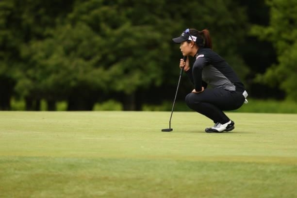Moriya Jutanugarn of Thailand on the 15th green during round three of the Meijer LPGA Classic for Simply Give at Blythefield Country Club on June 19,...