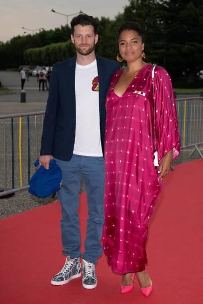 Julien Vasnier and Jina Djemba attend the closing ceremony of the Plurielles Festival at Cinema Majestic on June 19, 2021 in Compiegne, France.
