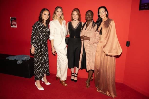 Anastasia Mikova, Gaia Weiss, Sarah Stern, Aissa Maiga and Laetitia Eido attend the closing ceremony of the Plurielles Festival At Cinema Majestic on...