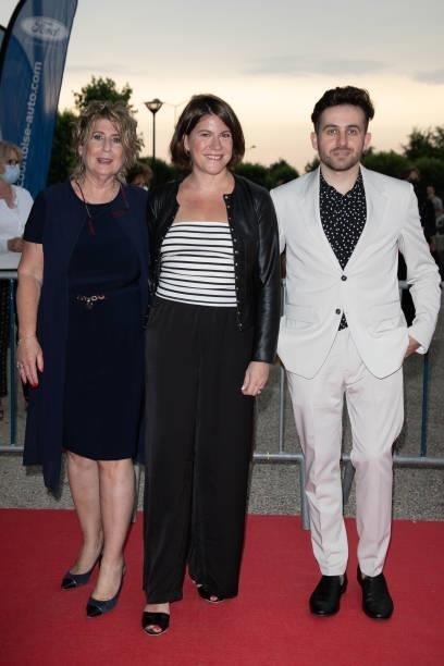 Laurence Meunier, a guest and Quentin Delcourt attend the closing ceremony of the Plurielles Festival At Cinema Majestic on June 19, 2021 in...