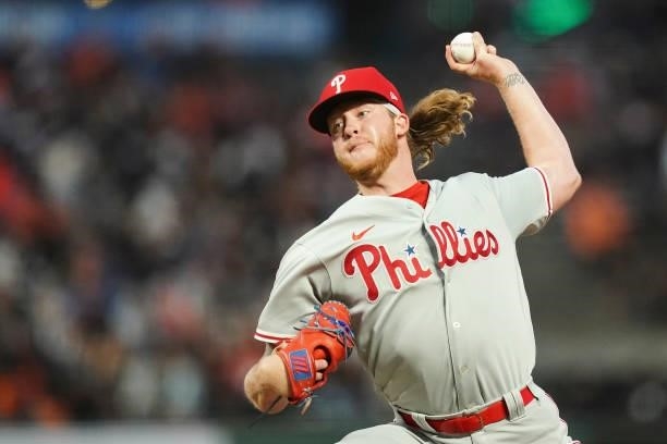 Bailey Falter of the Philadelphia Phillies pitches against the San Francisco Giants at Oracle Park on June 18, 2021 in San Francisco, California.
