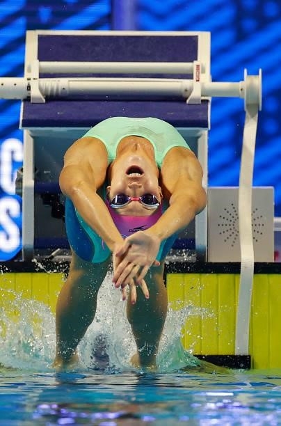 Regan Smith of the United States competes in the Women’s 200m Backstroke Final during Day Seven of the 2021 U.S. Olympic Team Swimming Trials at CHI...