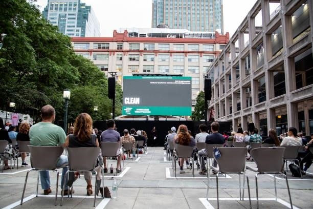 Adrien Brody speaks at the opening of 'Clean' Premiere during 2021 Tribeca Festival at Brooklyn Commons at MetroTech on June 19, 2021 in New York...
