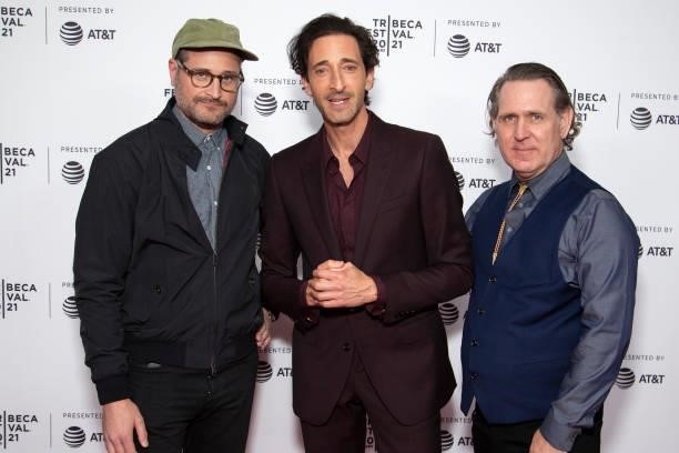 Paul Solet, Adrien Brody and Daniel Sollinger attend 'Clean' Premiere during 2021 Tribeca Festival at Brooklyn Commons at MetroTech on June 19, 2021...