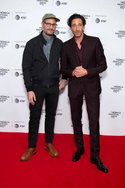 Paul Solet and Adrien Brody attend 'Clean' Premiere during 2021 Tribeca Festival at Brooklyn Commons at MetroTech on June 19, 2021 in New York City.