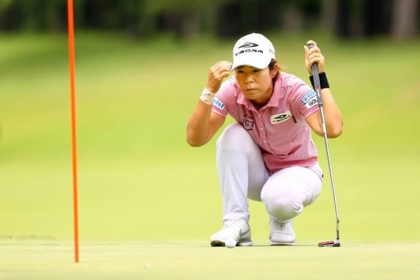Lala Anai of Japan lines up a putt on the 5th green during the final round of Nichirei Ladies at Sodegaura Country Club Shinsode Course on June 20,...
