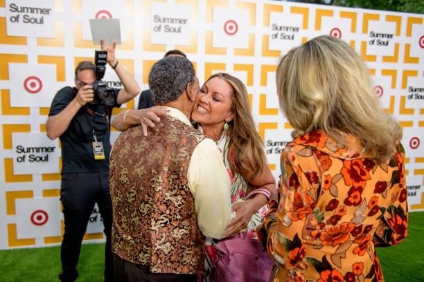 Vanessa Williams greets Billy Davis, Marilyn McCoo as they attend Questlove's "Summer Of Soul
