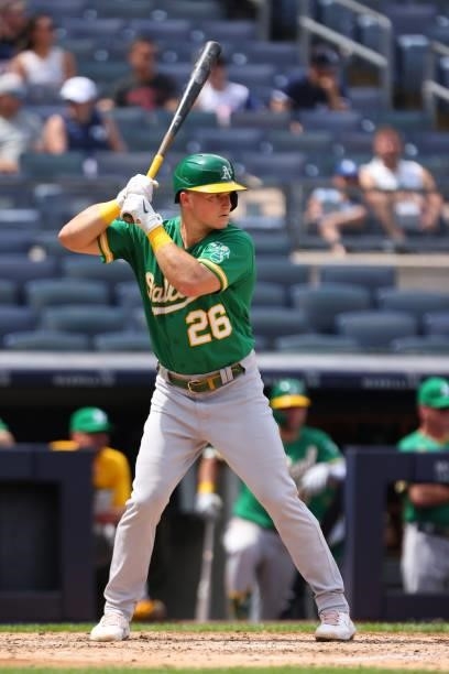 Matt Chapman of the Oakland Athletics in action against the New York Yankees during a game at Yankee Stadium on June 19, 2021 in New York City.