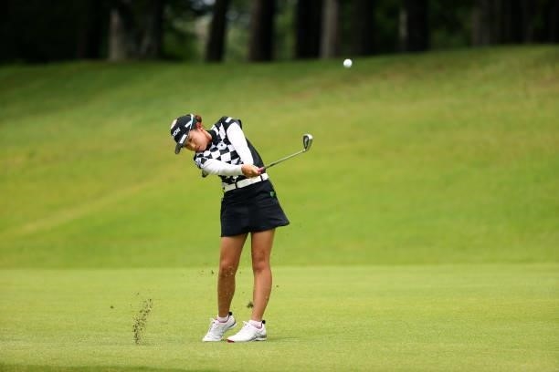 Nana Suganuma of Japan hits her second shot on the 5th hole during the final round of Nichirei Ladies at Sodegaura Country Club Shinsode Course on...