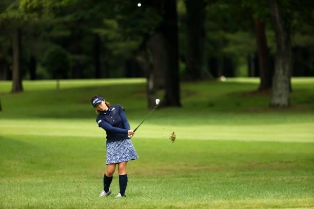 Rumi Yoshiba of Japan hits her third shot on the 5th hole during the final round of Nichirei Ladies at Sodegaura Country Club Shinsode Course on June...