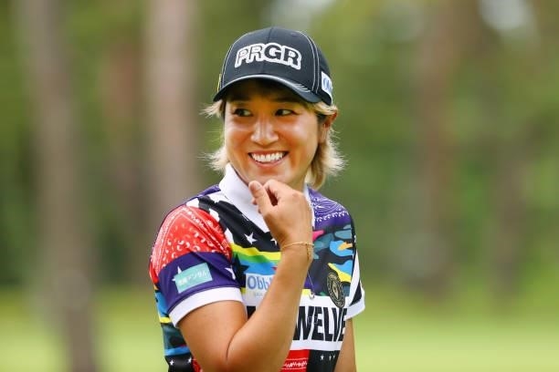 Asako Fujimoto of Japan smiles on the 16th hole during the final round of Nichirei Ladies at Sodegaura Country Club Shinsode Course on June 20, 2021...