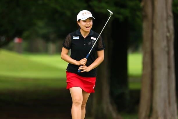 Pei-Ying Tsai of Chinese Taipei celebrates the birdie on the 18th green during the final round of Nichirei Ladies at Sodegaura Country Club Shinsode...