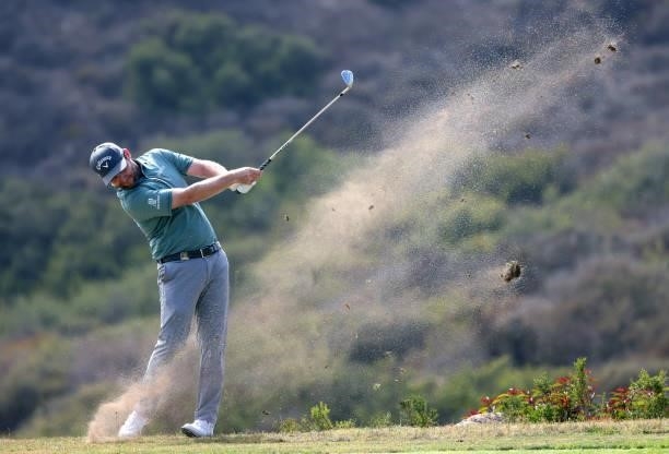Brandon Grace of South Africa hits a second shot on the 17th hole during the third round of the 2021 U.S. Open at Torrey Pines Golf Course on June...