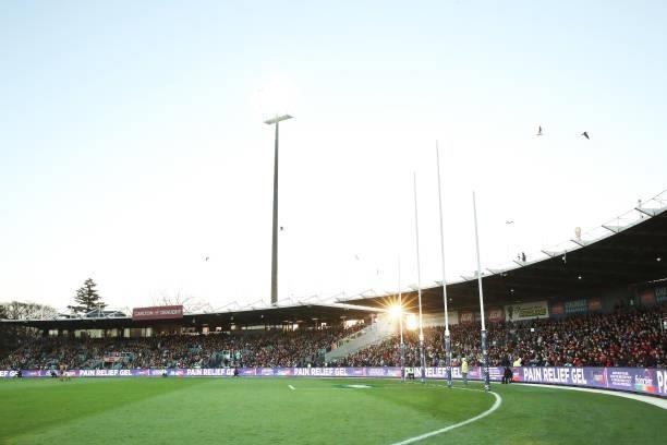 General view during the round 14 AFL match between the Hawthorn Hawks and the Essendon Bombers at University of Tasmania Stadium on June 20, 2021 in...