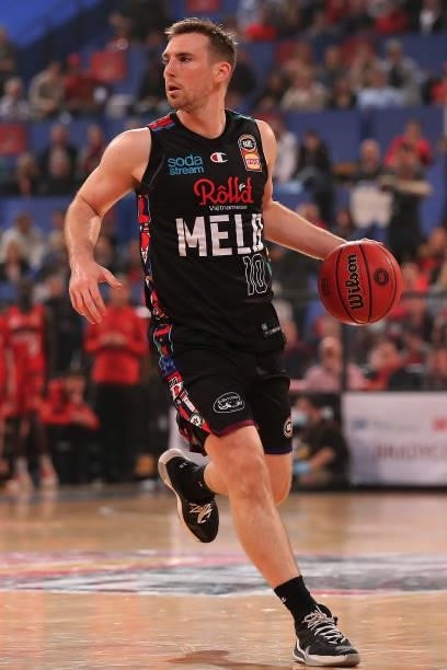 Mitch McCarron of Melbourne United looks to pass the ball during game two of the NBL Grand Final Series between the Perth Wildcats and Melbourne...