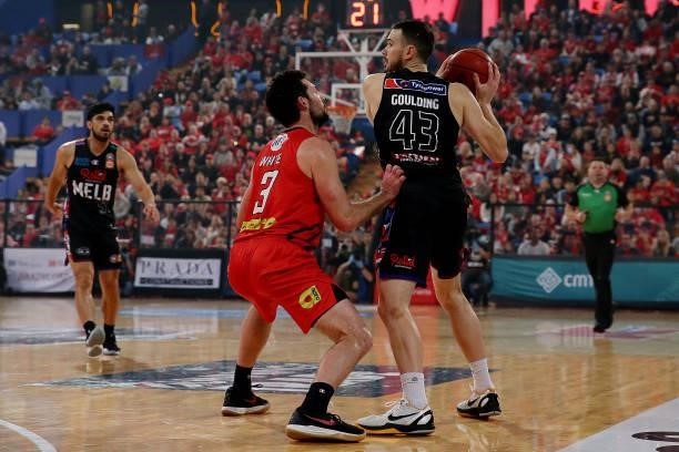 Chris Goulding of Melbourne United looks to pass the ball during game two of the NBL Grand Final Series between the Perth Wildcats and Melbourne...