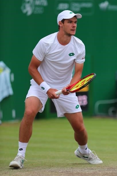 Kamil Majchrzak of Poland in action against Alex Bolt of Australia during ATP Challenger Final of the Nottingham Trophy at Nottingham Tennis Centre...