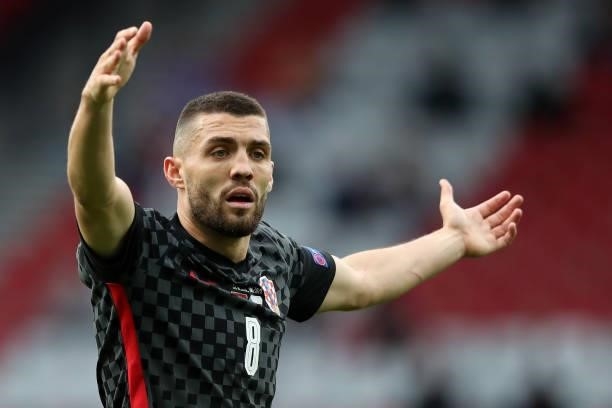 Mateo Kovacic of Croatia in action during the UEFA Euro 2020 Championship Group D match between Croatia and Czech Republic at Hampden Park on June...