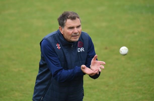 Steelbacks Coach David Ripley in action during the warm up ahead of the Vitality T20 Blast match between Steelbacks and Leicester Foxes at The County...