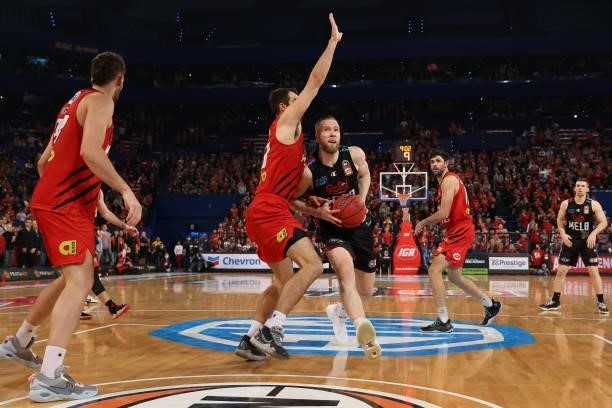 David Barlow of Melbourne United drives to the basket during game two of the NBL Grand Final Series between the Perth Wildcats and Melbourne United...