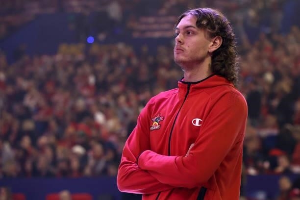 Luke Travers of the Wildcats looks on during game two of the NBL Grand Final Series between the Perth Wildcats and Melbourne United at RAC Arena, on...