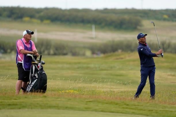 Marcus Brier of Austria in action during the final round of the Farmfoods European Legends Links Championship at Trevose Golf & Country Club on June...