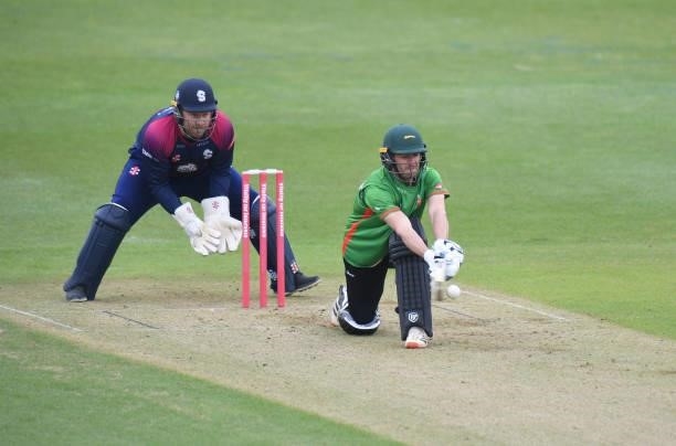 Colin Ackermann of Leicestershire Foxes bats during the Vitality T20 Blast match between Steelbacks and Leicestershire Foxes at The County Ground on...