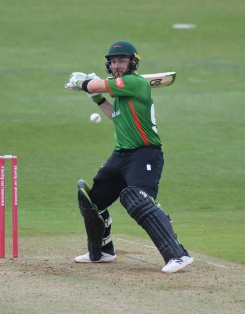 Josh Inglis of Leicestershire Foxes bats during the Vitality T20 Blast match between Steelbacks and Leicestershire Foxes at The County Ground on June...