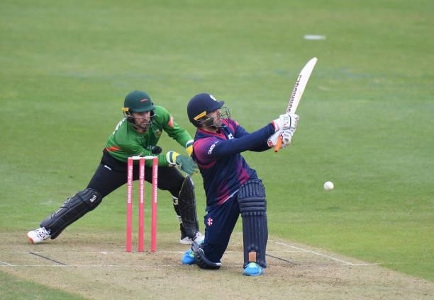 Mohammed Nabi of Steelbacks bats during the Vitality T20 Blast match between Steelbacks and Leicestershire Foxes at The County Ground on June 20,...