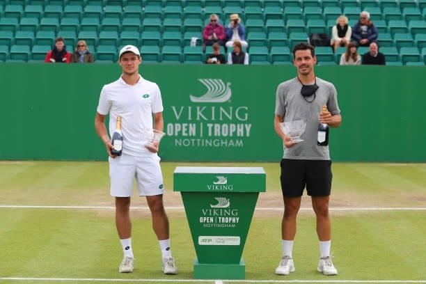 Kamil Majchrzak of Poland is the runner-up to Alex Bolt of Australia during ATP Challenger Final of the Nottingham Trophy at Nottingham Tennis Centre...