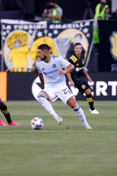 Mauricio Pineda of the Chicago Fire FC controls the ball during the match against the Columbus Crew on June 19, 2021 in Columbus, Ohio.