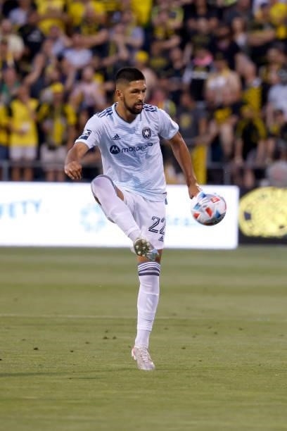Mauricio Pineda of the Chicago Fire FC controls the ball during the match against the Columbus Crew on June 19, 2021 in Columbus, Ohio. Columbus...