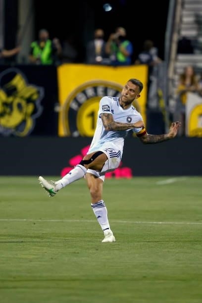 Francisco Calvo of the Chicago Fire FC controls the ball during the match against the Columbus Crew on June 19, 2021 in Columbus, Ohio. Columbus...